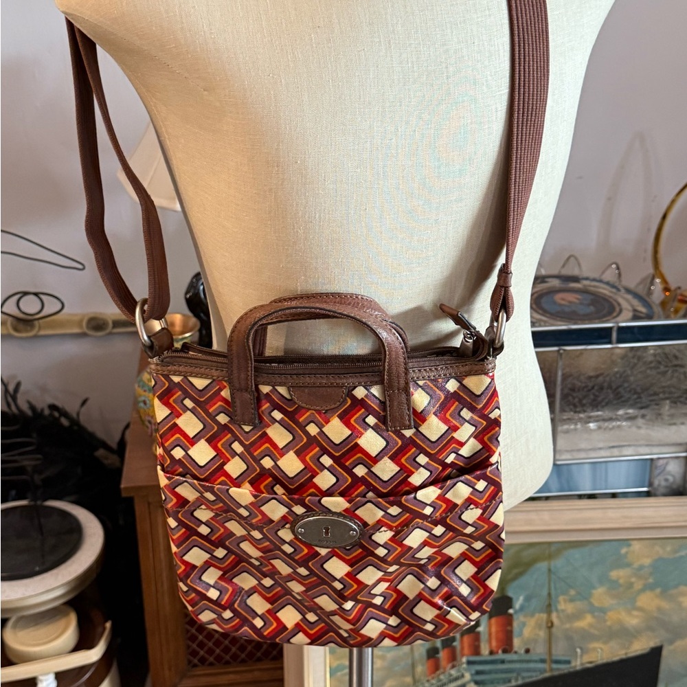 Fossil Key Per Retro Coated Canvas Crossbody Purse